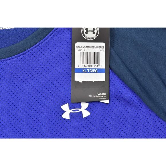 NEW Under Armour Tops Size XL Long Sleeve Crew Neck Navy Blue Stretch - Picture 6 of 8